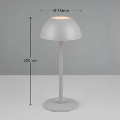 Ricardo LED genopladelig bordlampe, grå, højde 30 cm, plast