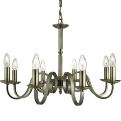 Richmond lysekrone, antik messing, 8 lyskilder