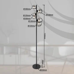 Riha gulvlampe, højde 155 cm, sort/røgfarvet, 6 lyskilder.