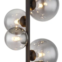 Riha gulvlampe, højde 155 cm, sort/røgfarvet, 6 lyskilder.