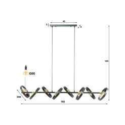 Ringelbach hængearmatur, 8 lyskilder, antracit, roterende ringe