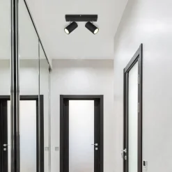 Robby loftspot, sort, længde 26 cm, 2-lys, metal