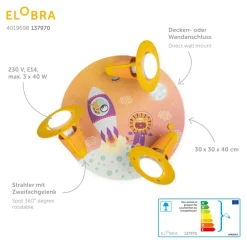 Rondell Escape loftslampe, orange, tre pærer