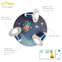 Rondell Space Mission loftslampe, blå