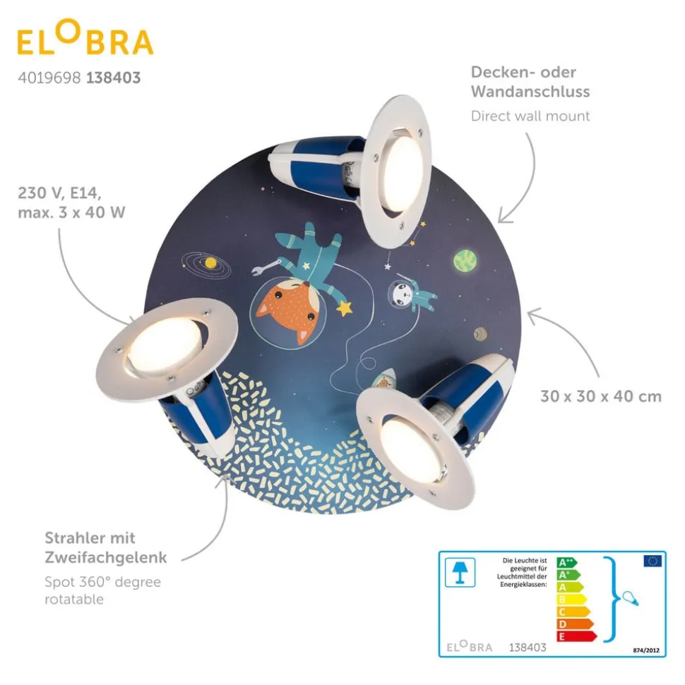 Rondell Space Mission loftslampe, blå