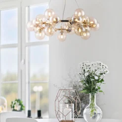 Rund Dallas pendellampe, guld