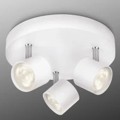 Rund LED loftlampe Star med tre lyskilder, i hvid