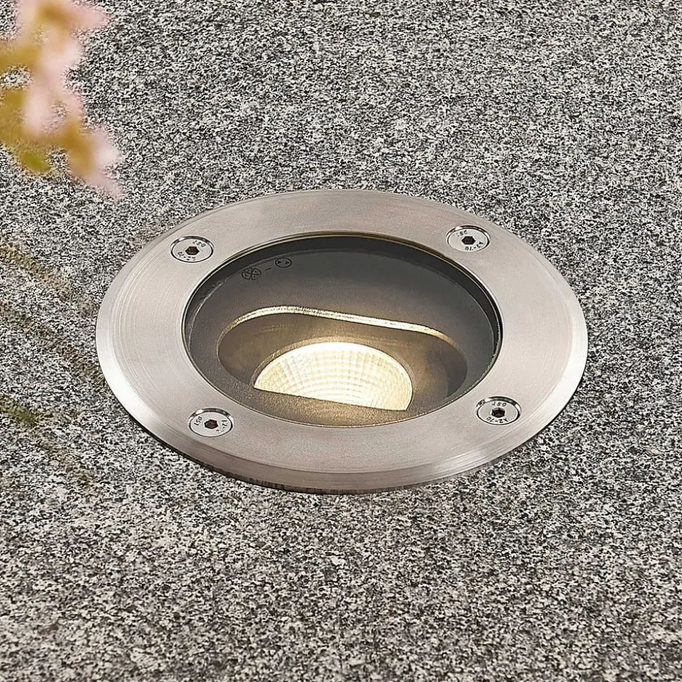 Rund LED nedgravningslampe Doris, stål