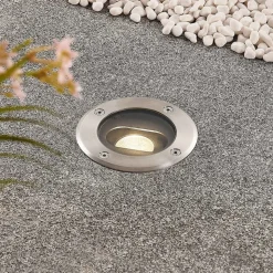 Rund LED nedgravningslampe Doris, stål