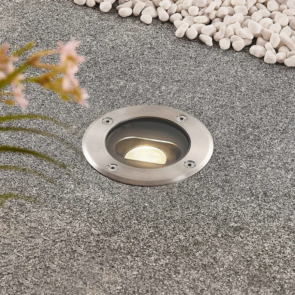 Rund LED nedgravningslampe Doris, stål