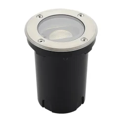 Rund LED nedgravningslampe Doris, stål