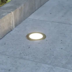 Rund LED nedgravningslampe Doris, stål