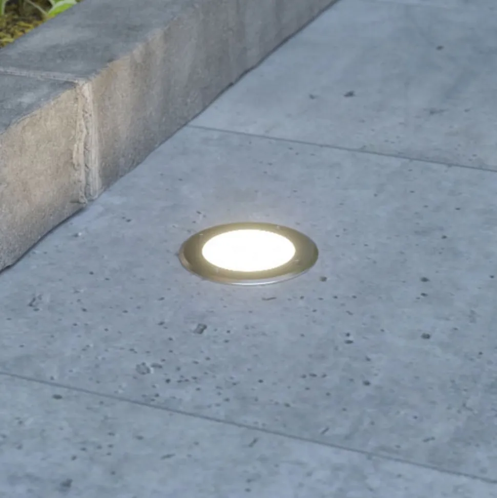 Rund LED nedgravningslampe Doris, stål