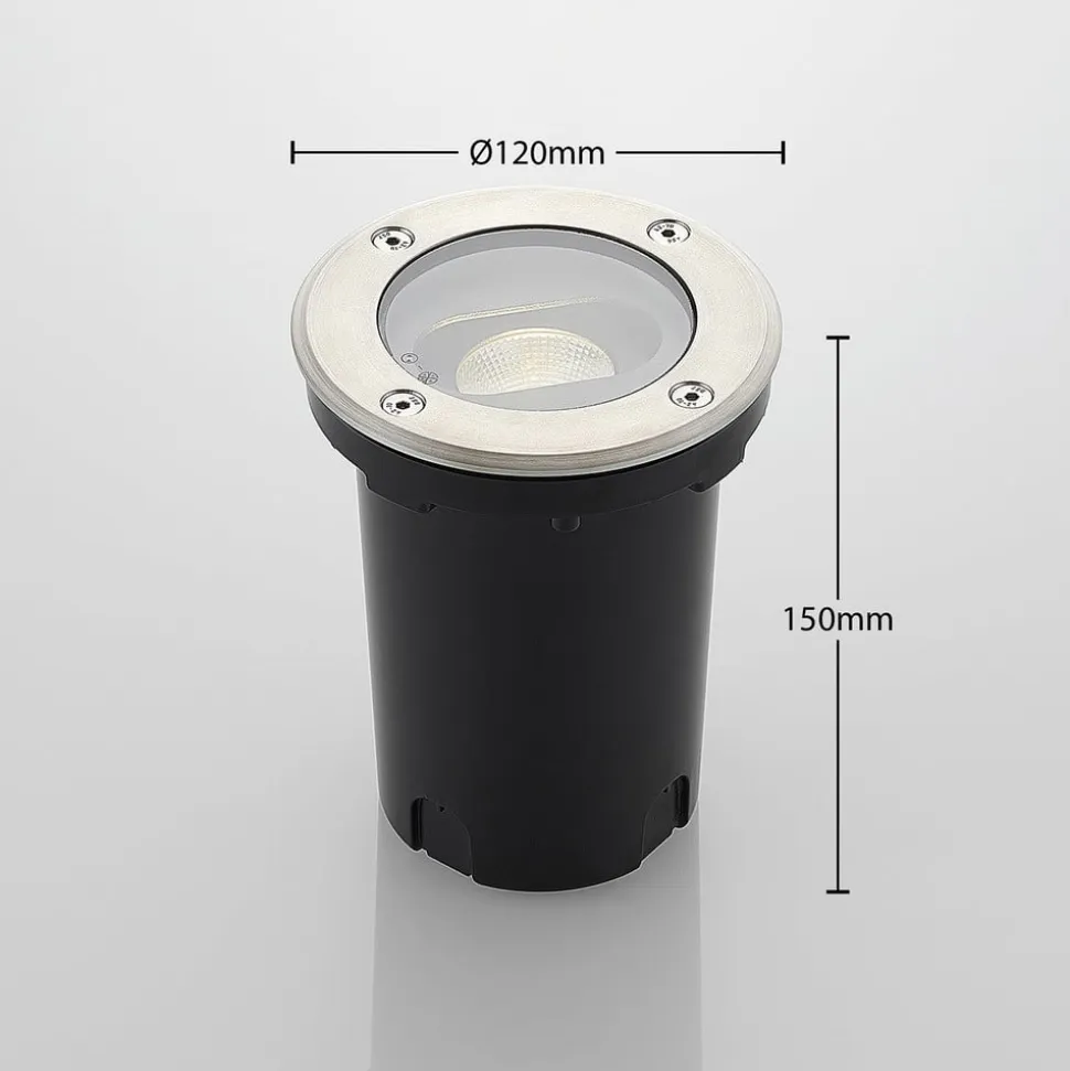 Rund LED nedgravningslampe Doris, stål