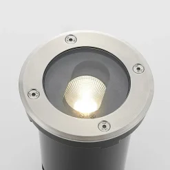 Rund LED nedgravningslampe Doris, stål