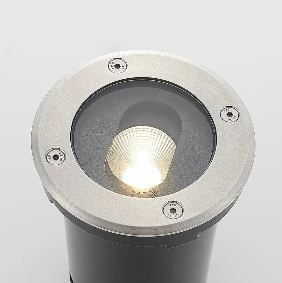 Rund LED nedgravningslampe Doris, stål