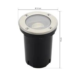 Rund LED nedgravningslampe Doris, stål