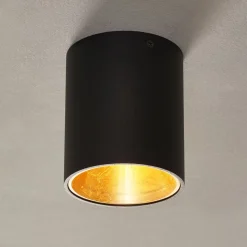 Rund Polasso LED-loftlampe, sort-guld