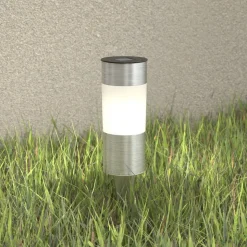 Rund solcellelampe Valea i stål