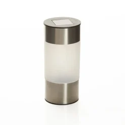 Rund solcellelampe Valea i stål