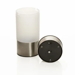 Rund solcellelampe Valea i stål