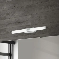 Runt LED-væglampe IP44 direkte 4.000 K mat krom