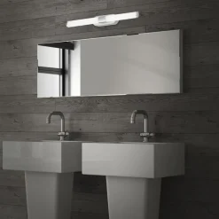 Runt LED-væglampe IP44 direkte 4.000 K mat krom