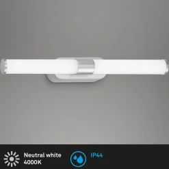 Runt LED-væglampe IP44 direkte 4.000 K mat krom