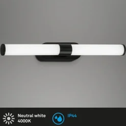 Runt LED-væglampe IP44 direkte 4.000 K sort