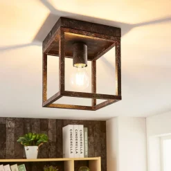 Rustik loftlampe Emin med metalramme