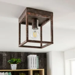 Rustik loftlampe Emin med metalramme