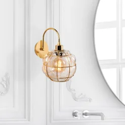 Safderun 402-A væglampe, guld, klar glasskærm