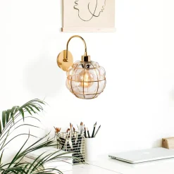 Safderun 402-A væglampe, guld, klar glasskærm