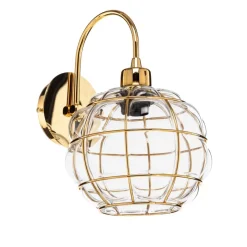 Safderun 402-A væglampe, guld, klar glasskærm