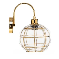 Safderun 402-A væglampe, guld, klar glasskærm