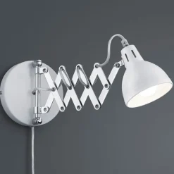 Sakse-væglampe, hvid, metal, stik, harmonika