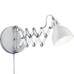 Sakse-væglampe, hvid, metal, stik, harmonika