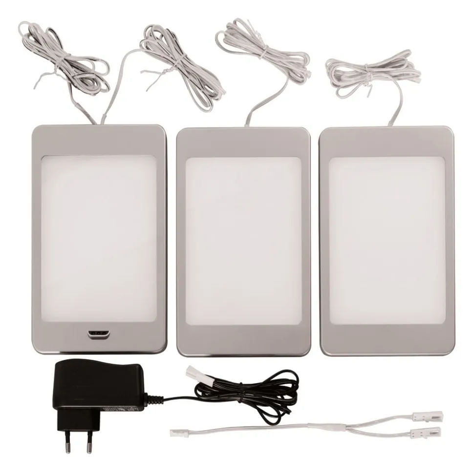 Saskia LED-underskabsbelysning, sæt med 3, kontakt