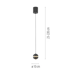 SCHÖNER WOHNEN LED-hængelampe Lini, sort, 1 lyskilde, 3.000K