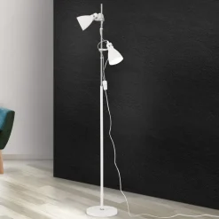 School gulvlampe med to spot, hvid