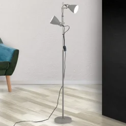 School gulvlampe med to spot, grå