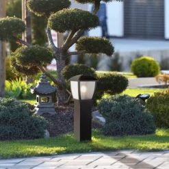 Seattle pullert, IP44, sort, højde 73 cm, metal