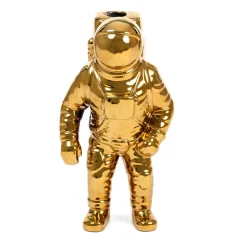 SELETTI Cosmic Diner Starman-vase, guld. H 28 cm, porcelæn