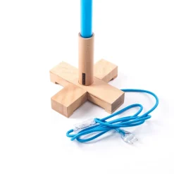 SELETTI LED-lampe Linea, blå, trædetaljer, universal