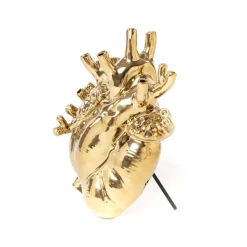 SELETTI Love in Bloom-vase, guldfarvet, hjerteformet, porcelæn