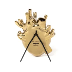 SELETTI Love in Bloom-vase, guldfarvet, hjerteformet, porcelæn