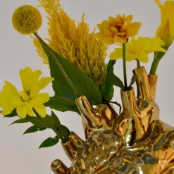 SELETTI Love in Bloom-vase, guldfarvet, hjerteformet, porcelæn