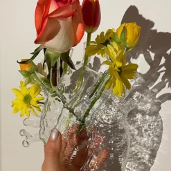 SELETTI Love in Bloom-vase, klar, højde 24 cm, hjerteformet, glas