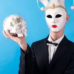 SELETTI Skulptur Kintsugi Skull, hvid, porcelæn, guld