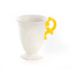 SELETTI-krus I-Wares, hvid/gul, 300 ml, porcelæn